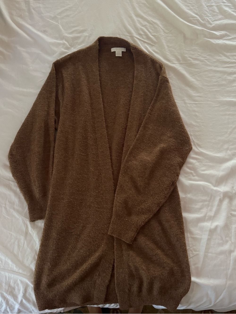 H&M Long Open-Front Brown Cardigan